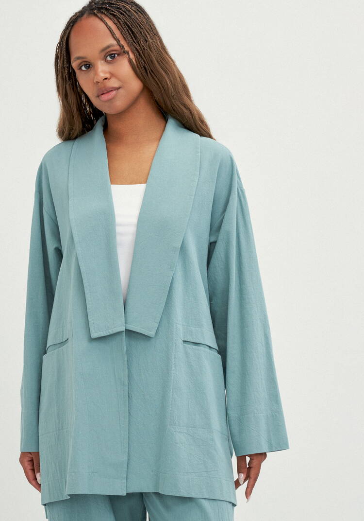 Кардиган свободный с оригинальным воротом шир.  750, рис. 21