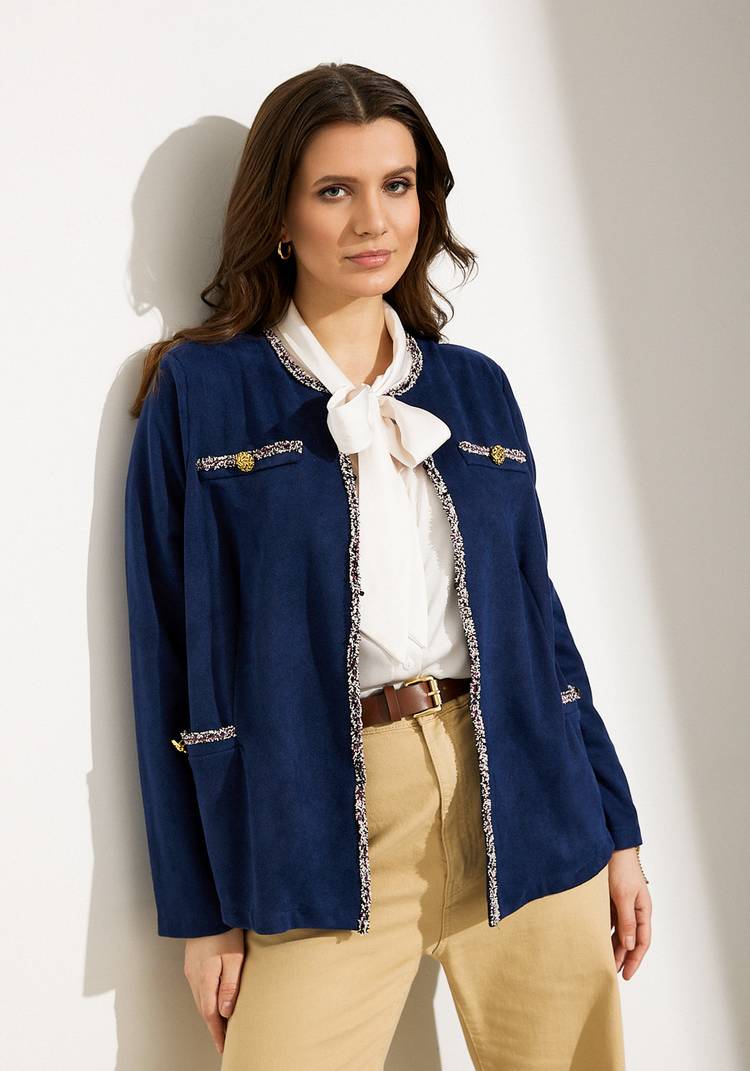 Жакет с тесьмой и декоративными пуговицами шир.  750, рис. 7