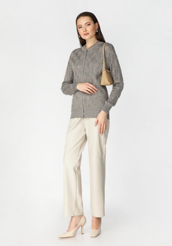 Бомбер женский на молнии с ажурным рисунком шир.  580, рис. 3