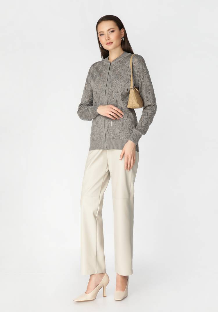 Бомбер женский на молнии с ажурным рисунком шир.  750, рис. 3