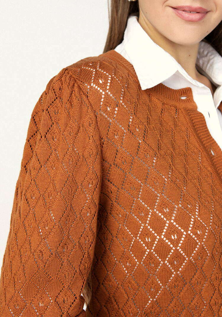 Кардиган ажурный с обтянутыми пуговицами шир.  750, рис. 34