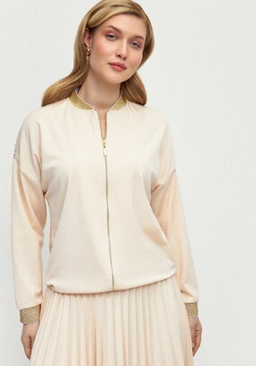 Бомбер трикотажный с ажурной спинкой