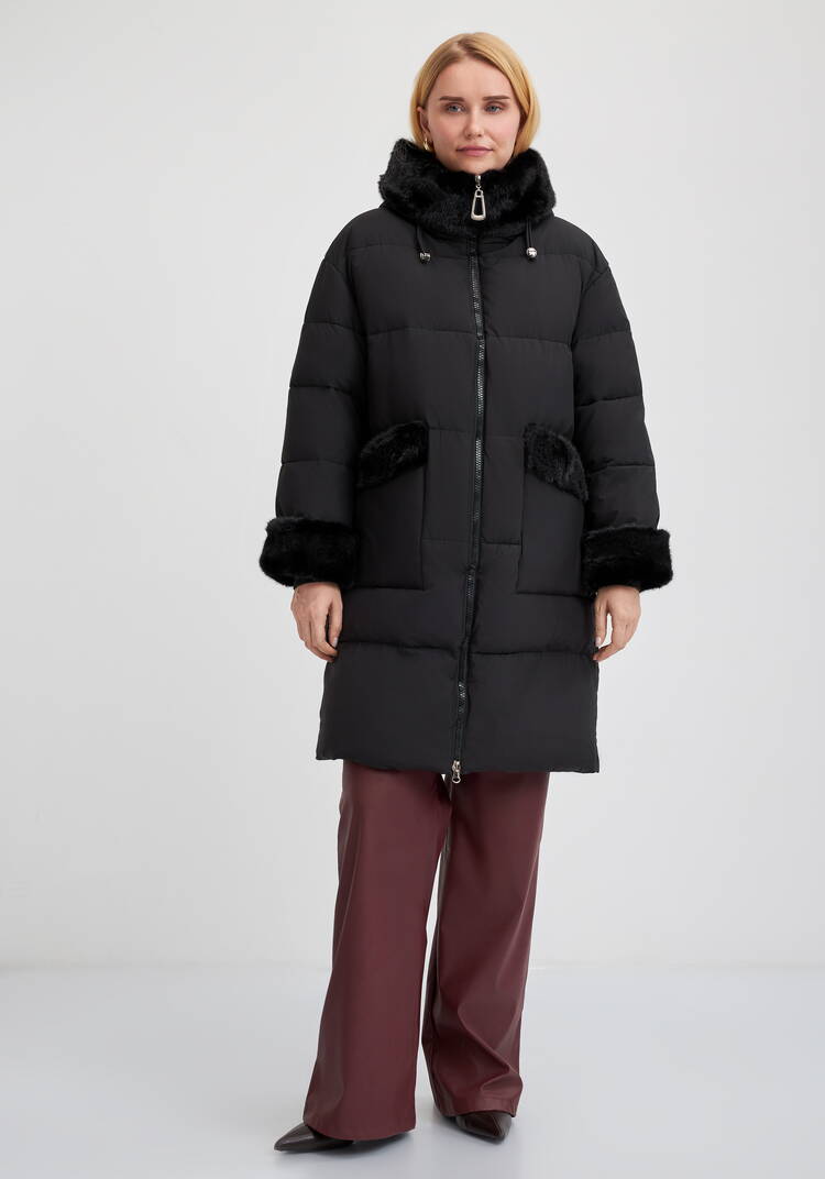 Пальто с меховой опушкой под норку шир.  750, рис. 3