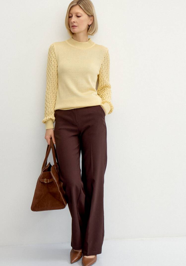 Джемпер с ажурными рукавами объемной вязки шир.  750, рис. 16