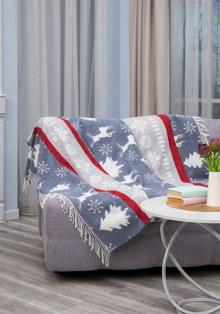 Плед с бахромой Хлопковый жаккард шир.  750, рис. 13