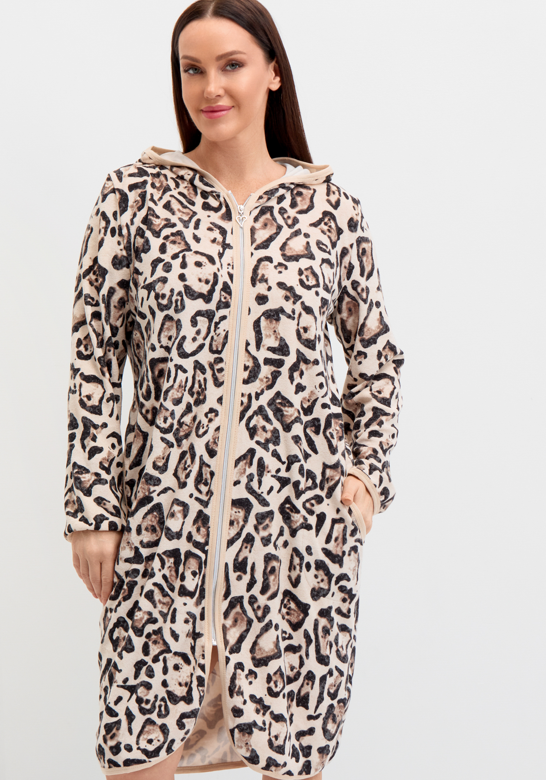 

Халат махровый на молнии, Бежевый