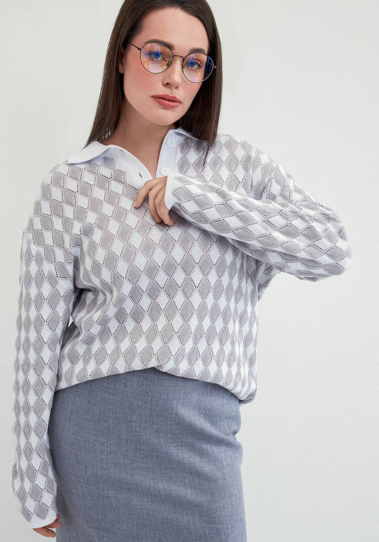 Джемпер структурной вязки с ажуром шир.  750, рис. 15