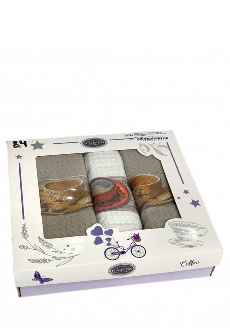 Полотенца вафельные в коробке, 3 шт. шир.  750, рис. 1