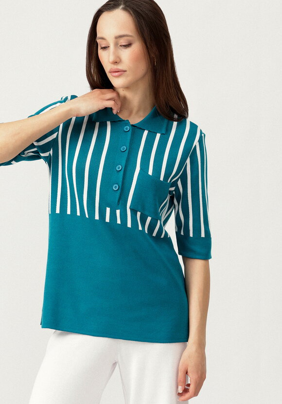 Джемпер-поло с вертикальной полосой шир.  580, рис. 16