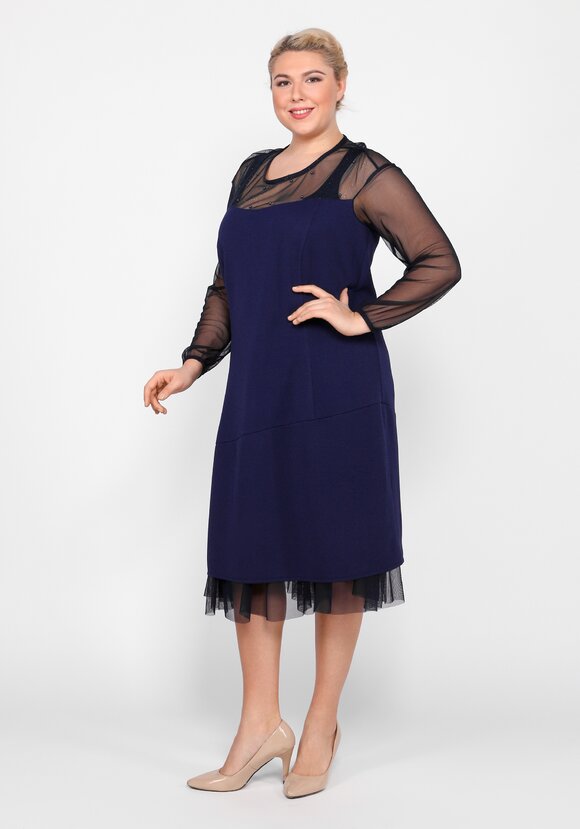 Платье прямого кроя с декоративной сеткой шир.  580, рис. 12