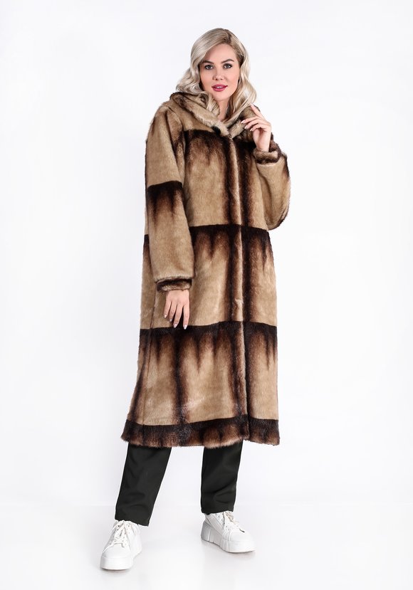 Шуба двухцветная из эко-меха шир.  580, рис. 1