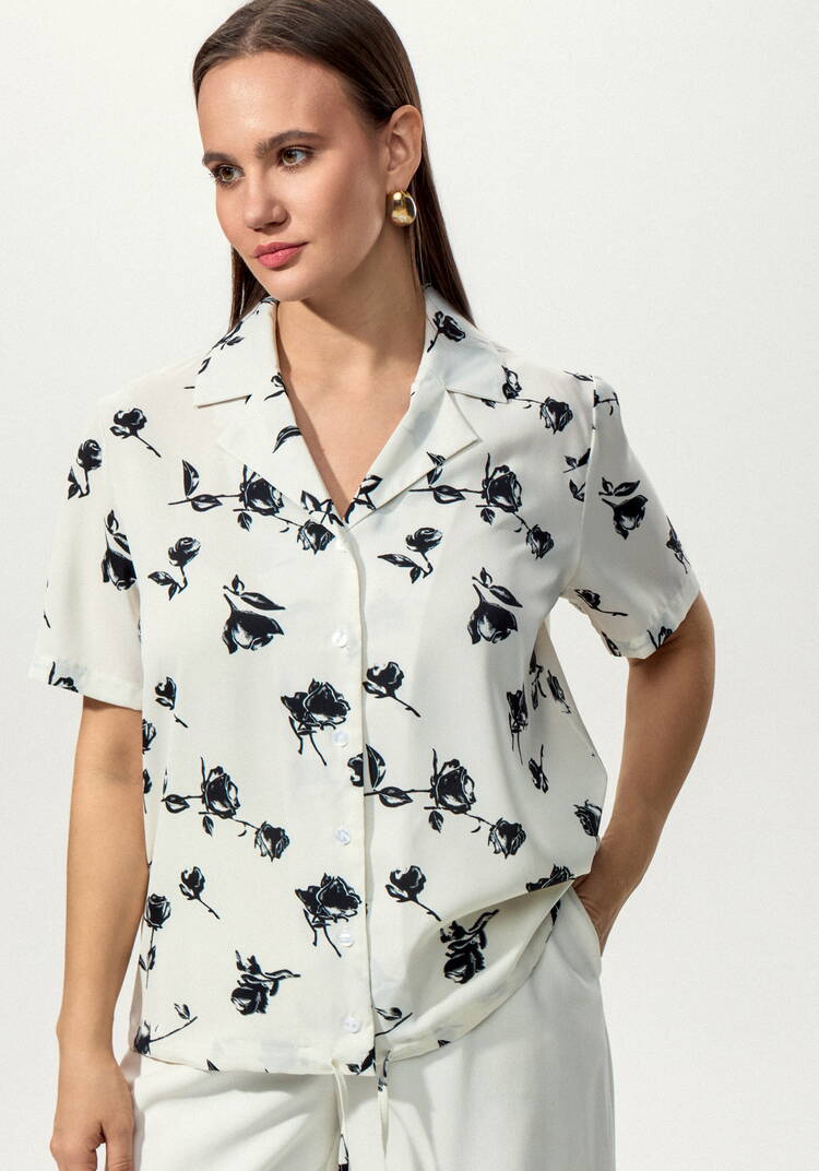 Блуза с отложным воротником в цветочек шир.  750, рис. 8