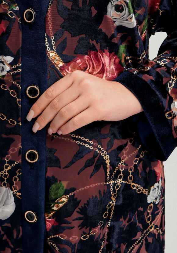 Кардиган из бархата с цветочным принтом шир.  580, рис. 6