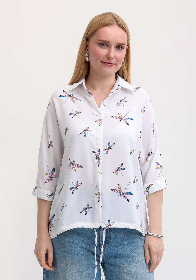 Блузка с принтом стрекозы шир.  750, рис. 4