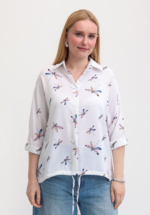 Блузка с принтом стрекозы шир.  580, рис. 4