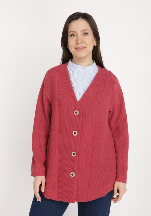 Кардиган на пуговицах с боковыми разрезами шир.  580, рис. 2