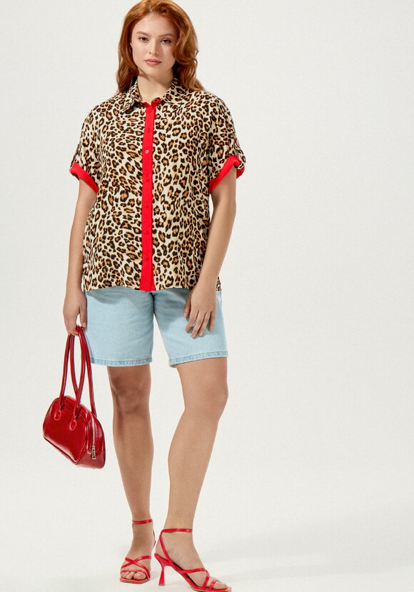 Блуза с анималистичным принтом шир.  580, рис. 2