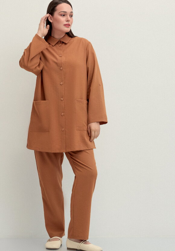 Рубашка на пуговицах свободного кроя шир.  580, рис. 31