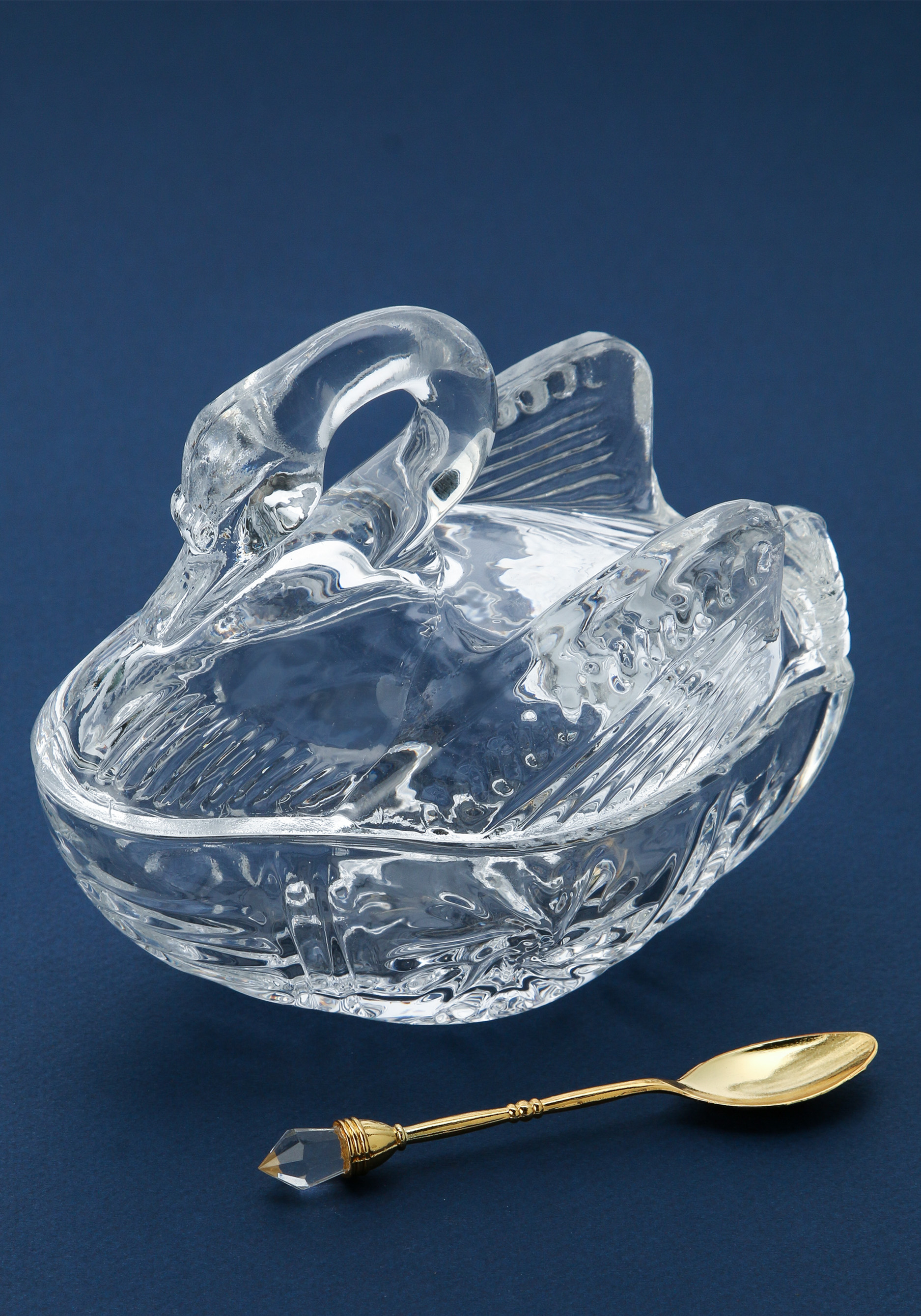 

Икорница c ложкой "Лебедь", Белый