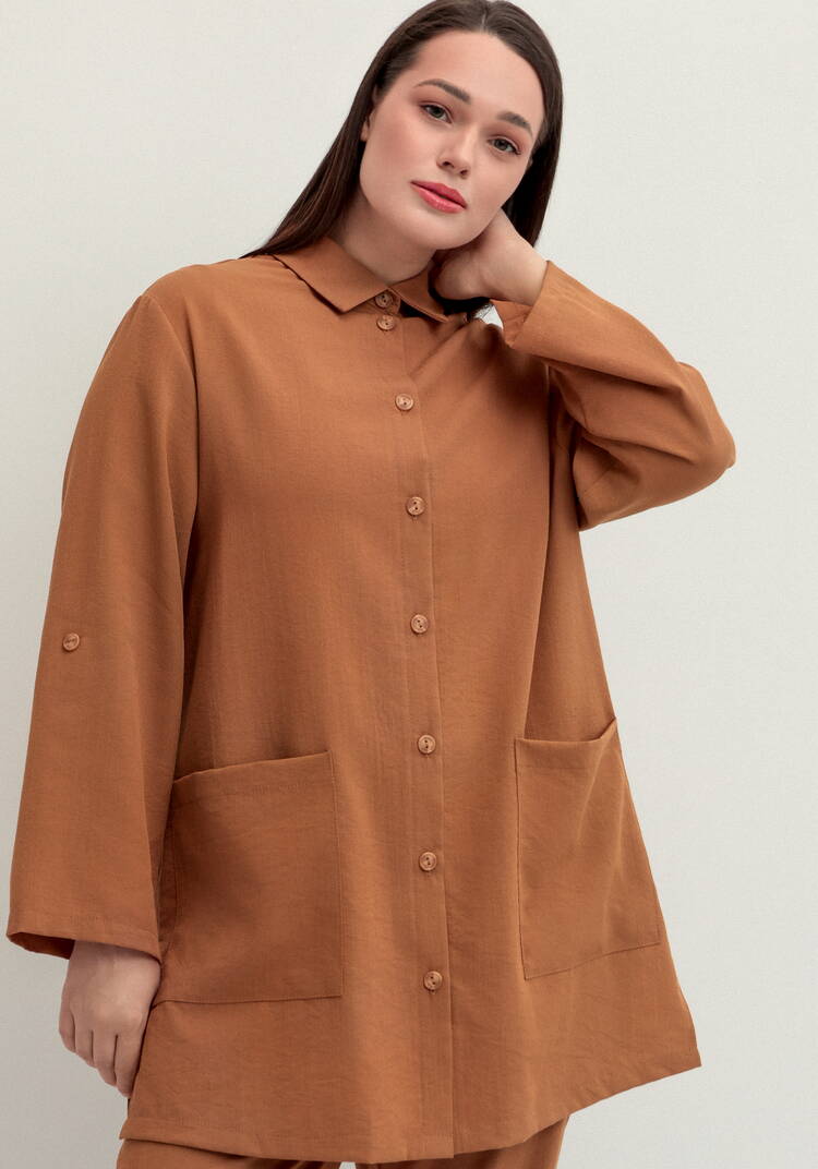 Рубашка на пуговицах свободного кроя шир.  750, рис. 32