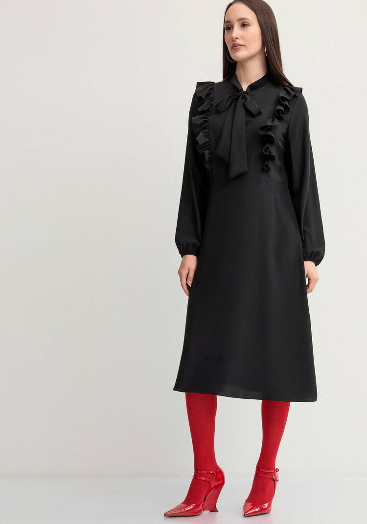 Платье с бантом и рюшами шир.  750, рис. 12