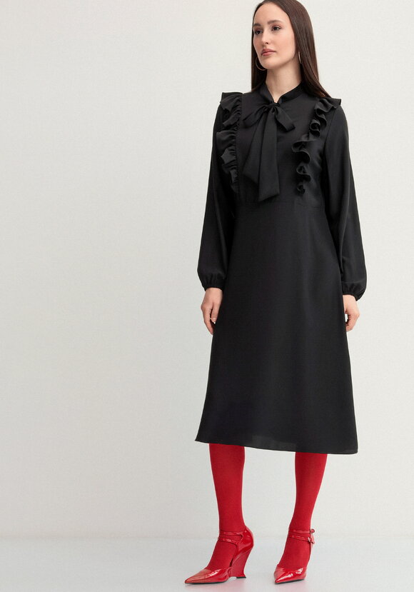 Платье с бантом и рюшами шир.  580, рис. 12