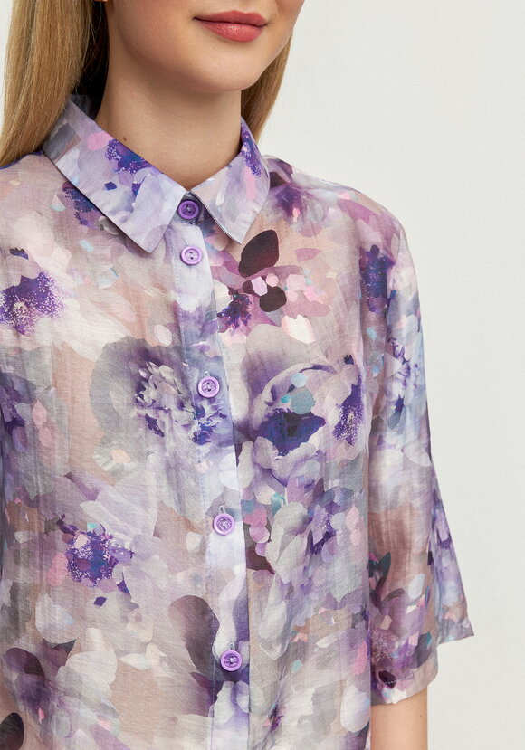 Блуза изо льна Цветочная соната шир.  580, рис. 5