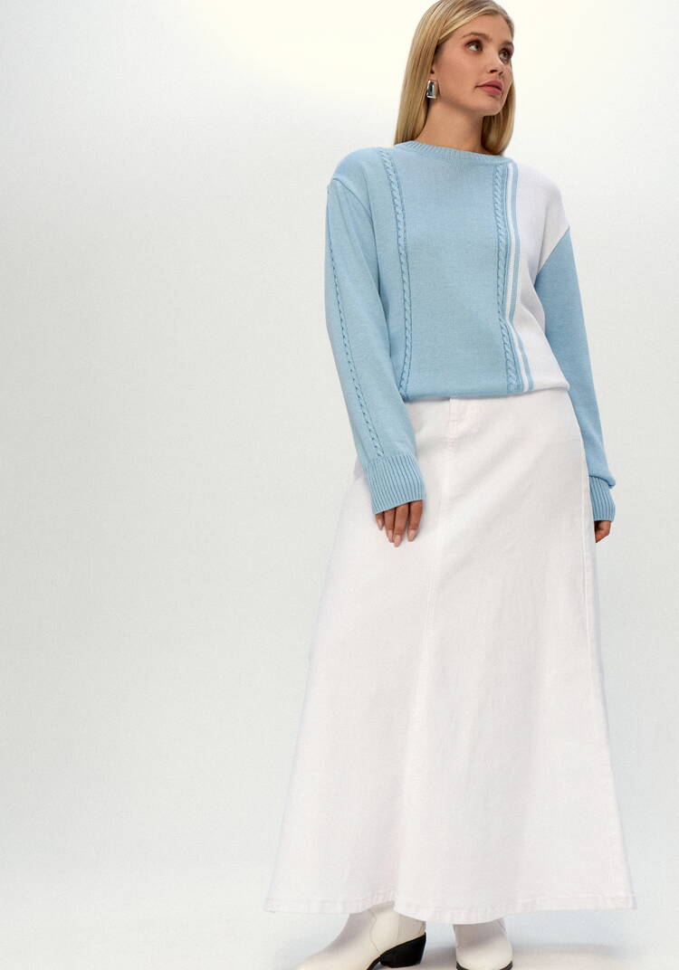 Джемпер двухцветный с косами шир.  750, рис. 18