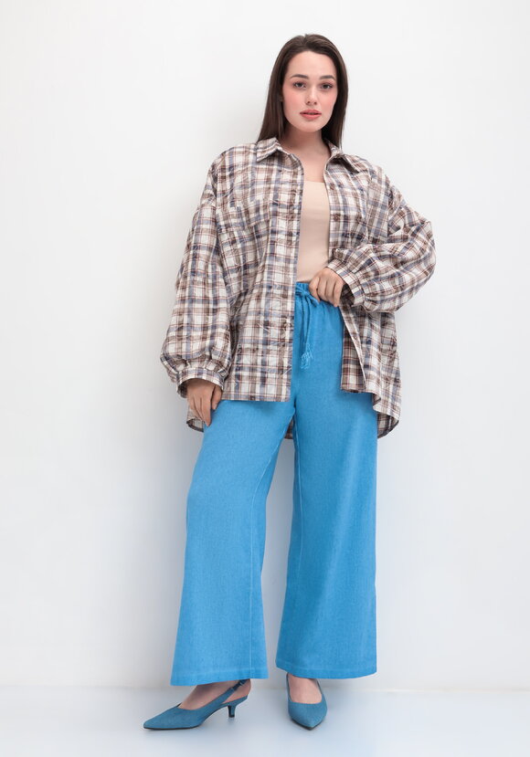 Брюки широкие на резинке со шнурком шир.  580, рис. 1