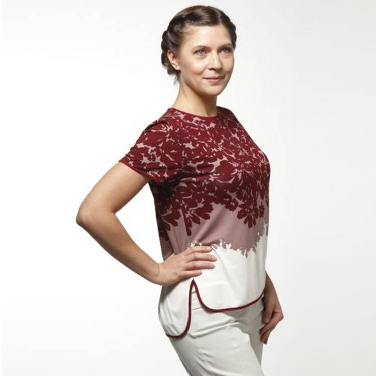Блуза с коротким рукавом и ярким узором шир.  750, рис. 2