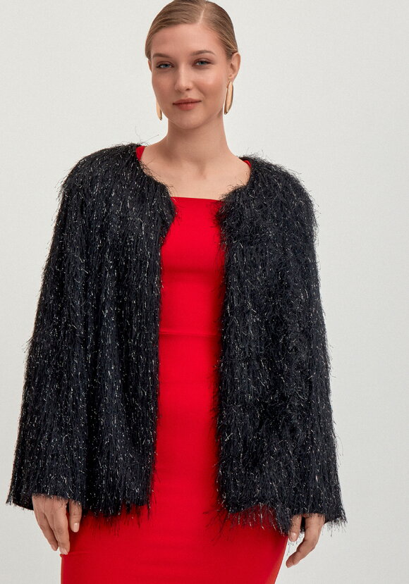 Жакет из ткани с блестящим ворсом шир.  580, рис. 18