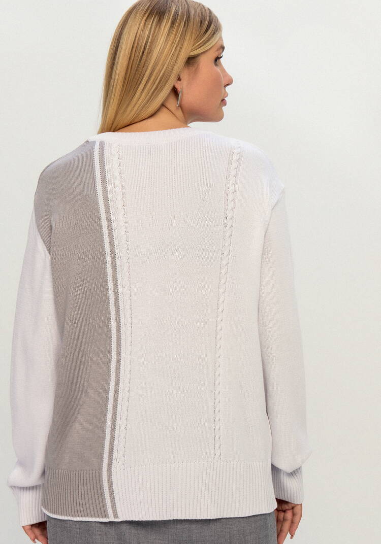 Джемпер двухцветный с косами шир.  750, рис. 3