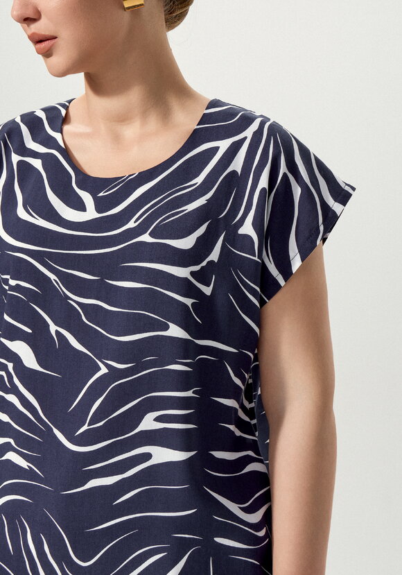 Блуза свободная с полосатым принтом шир.  580, рис. 5