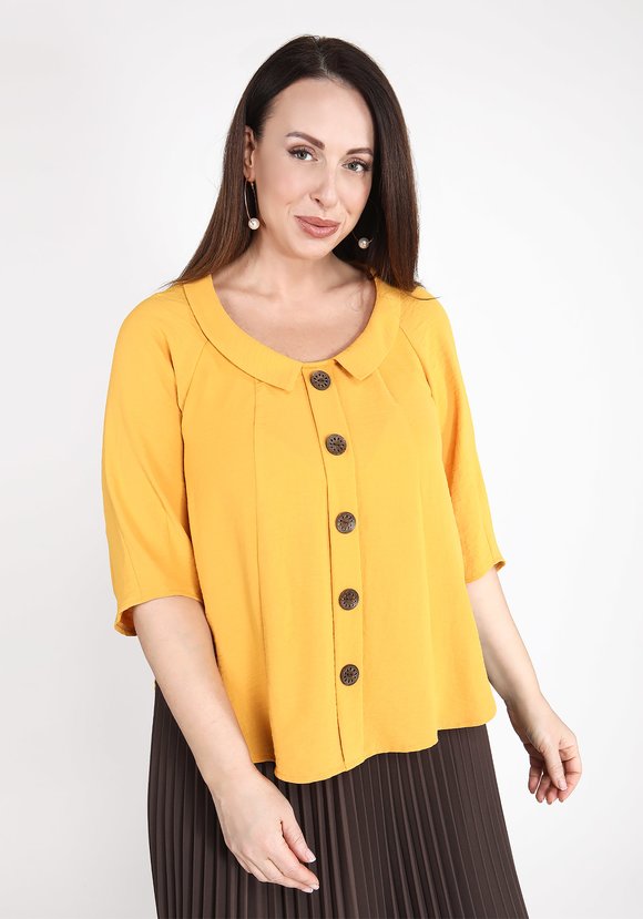 Блуза с отложным воротником на пуговицах шир.  580, рис. 5