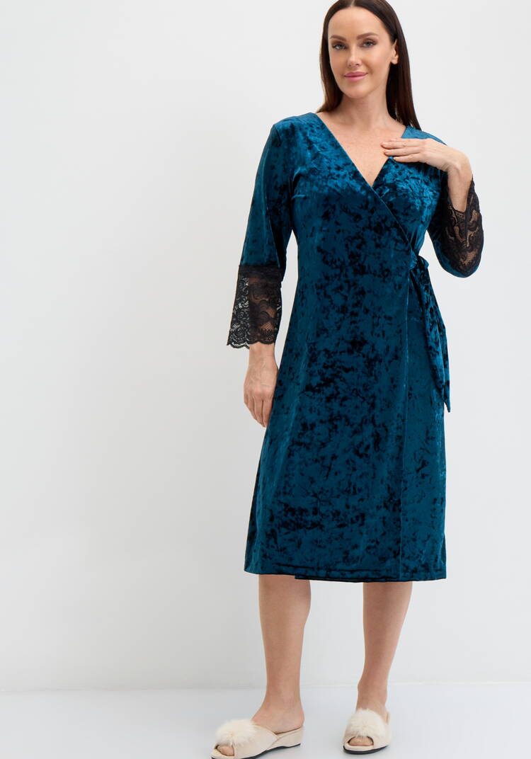 Халат велюровый на запах с кружевом шир.  750, рис. 1