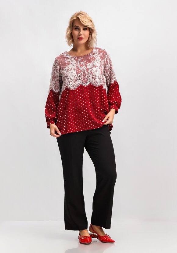 Блуза с кружевом по плечам шир.  580, рис. 18