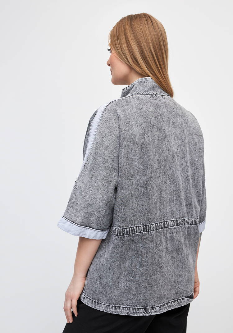 Джинсовая куртка на молнии со шнурками шир.  750, рис. 3