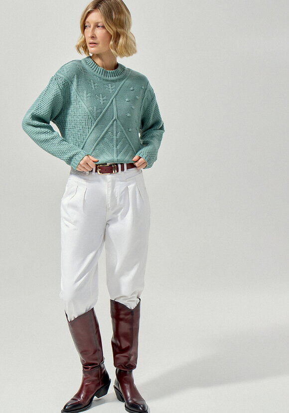 Джемпер с комбинированным фактурным рисунком шир.  580, рис. 16