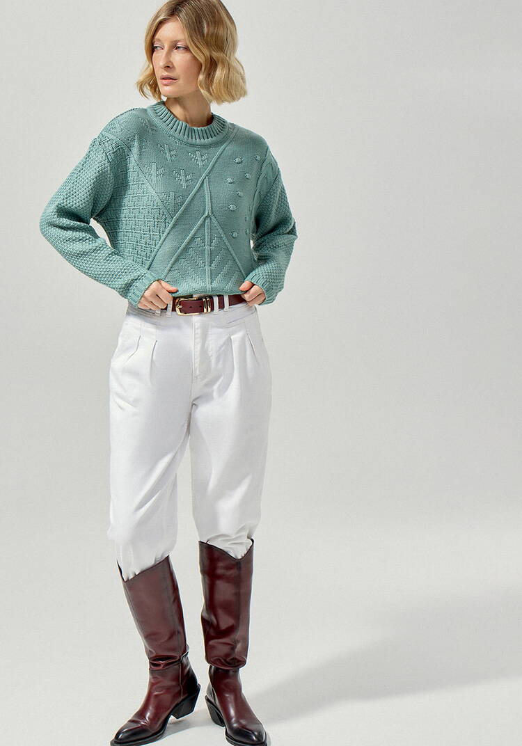 Джемпер с комбинированным фактурным рисунком шир.  750, рис. 16