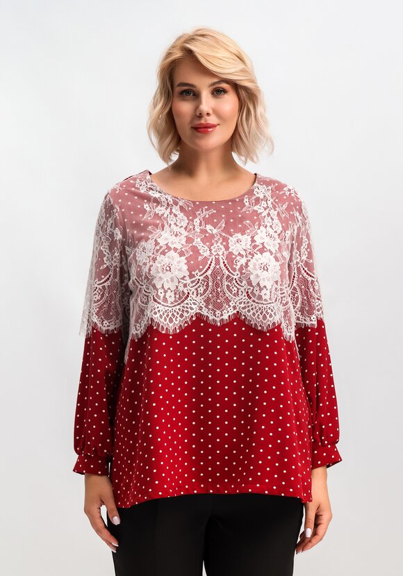 Блуза с кружевом по плечам шир.  580, рис. 13