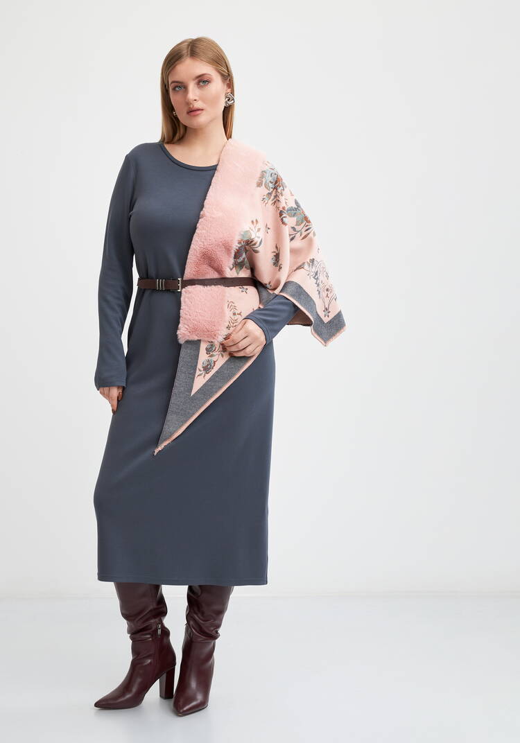 Шаль с отделкой мехом Анжелика шир.  750, рис. 5