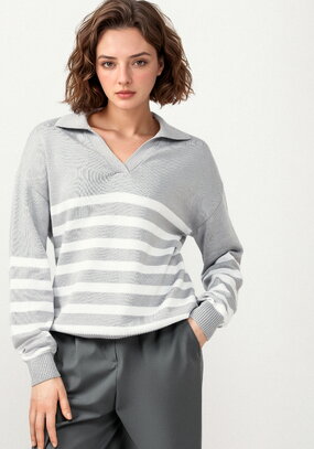 Джемпер поло в полоску