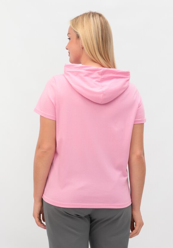 Футболка с капюшоном и лаконичным принтом шир.  580, рис. 30