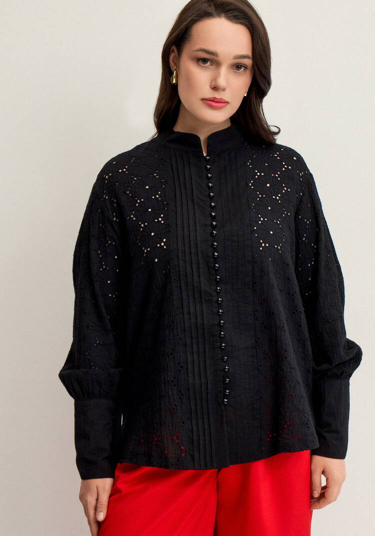 Блуза из шитья с жемчужными пуговицами шир.  750, рис. 12