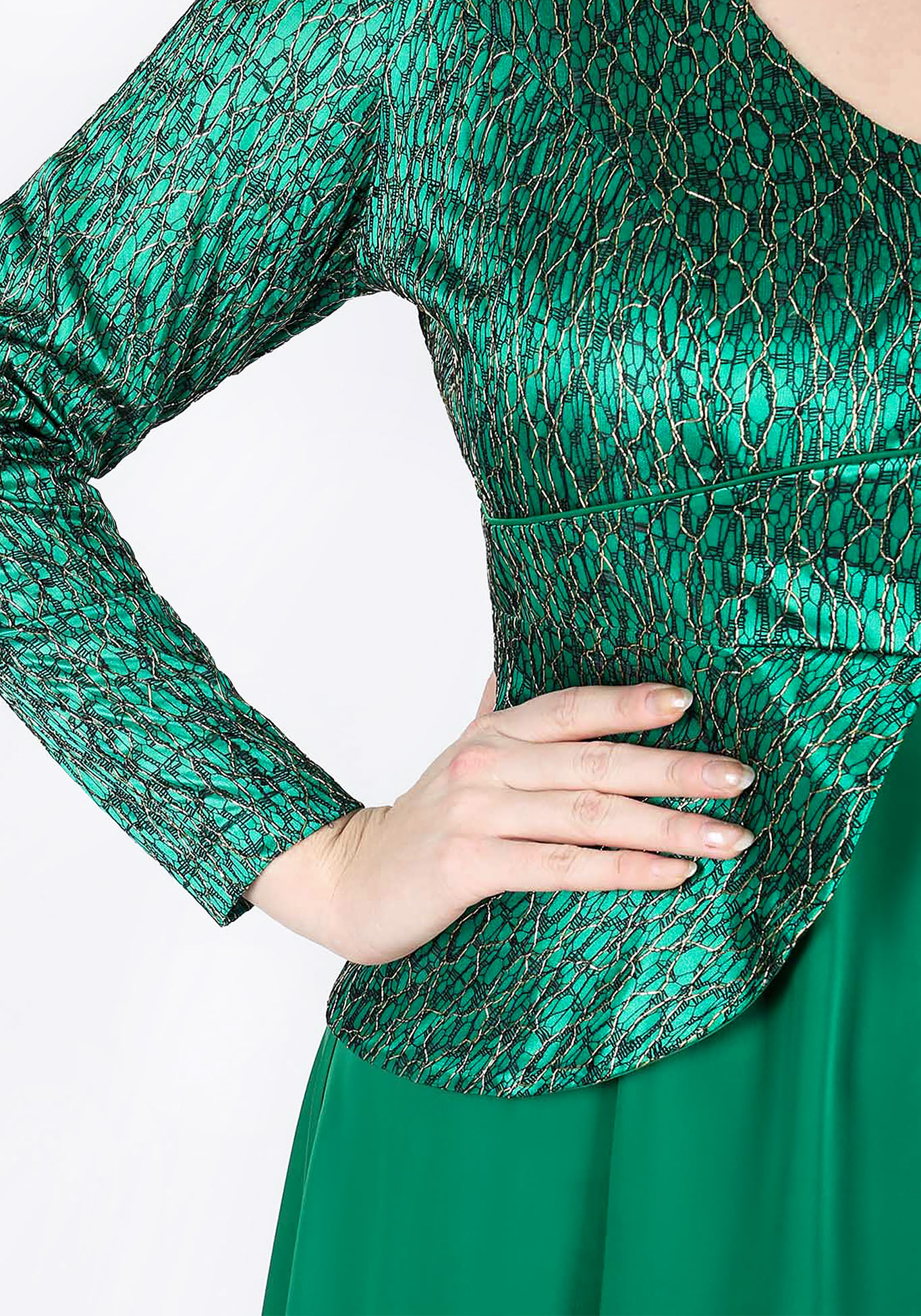 Платье-миди с эффектом двойки GalaGrosso, размер 52, цвет зеленый - фото 8