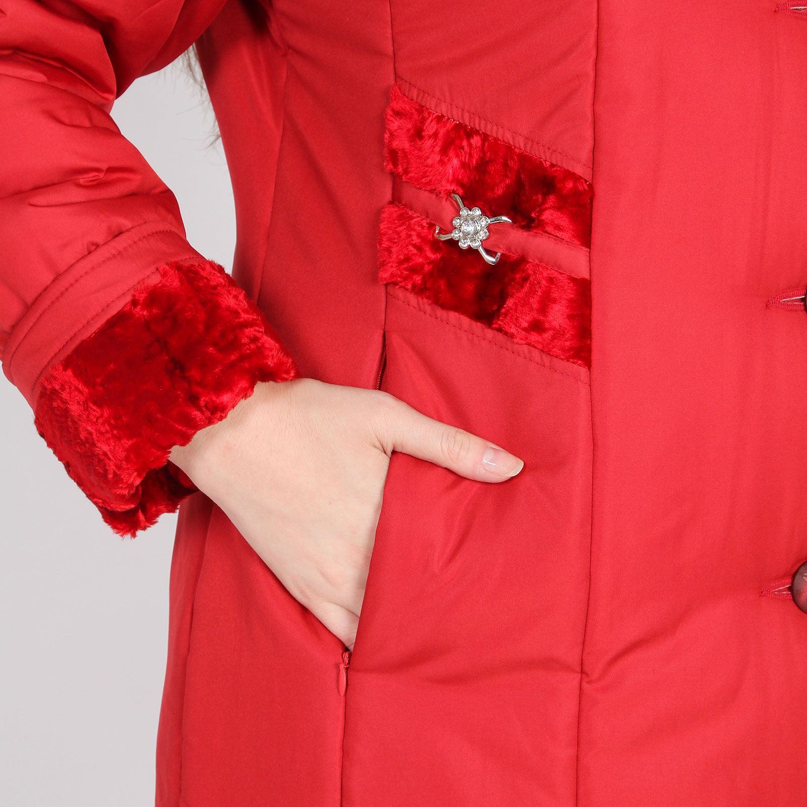 Куртка с декоративными вставками Mio Imperatrice, размер 60, цвет красный - фото 7