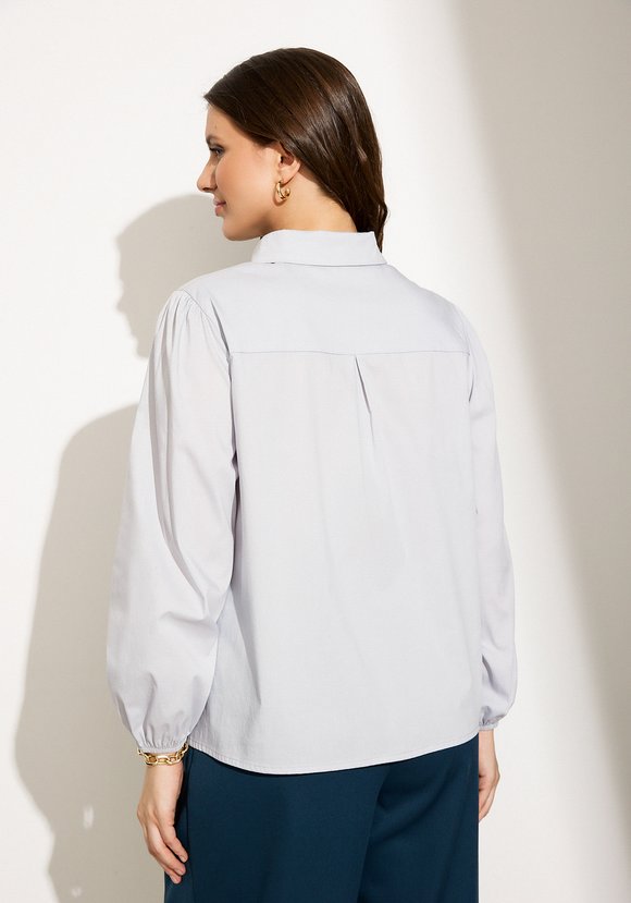 Блуза хлопковая с объемным рукавом на резинке шир.  580, рис. 4