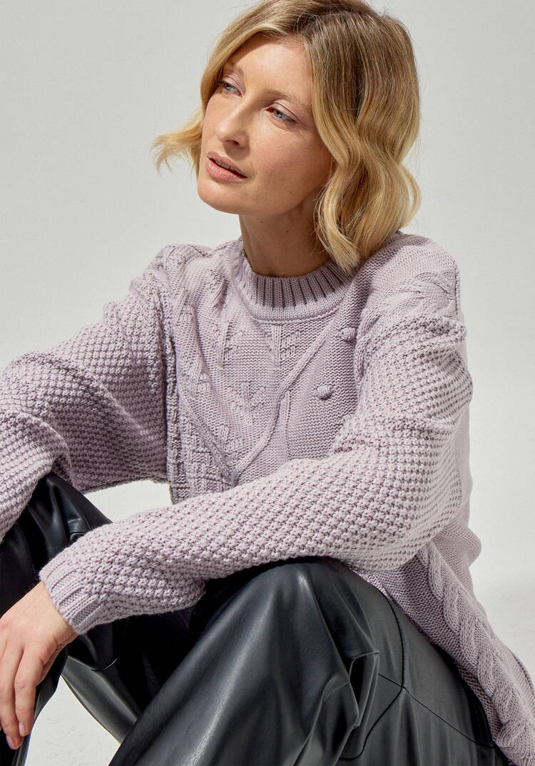 Джемпер с комбинированным фактурным рисунком шир.  750, рис. 21