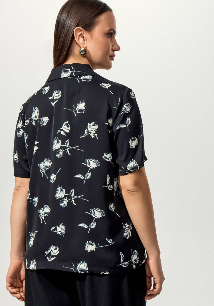 Блуза с отложным воротником в цветочек шир.  750, рис. 3