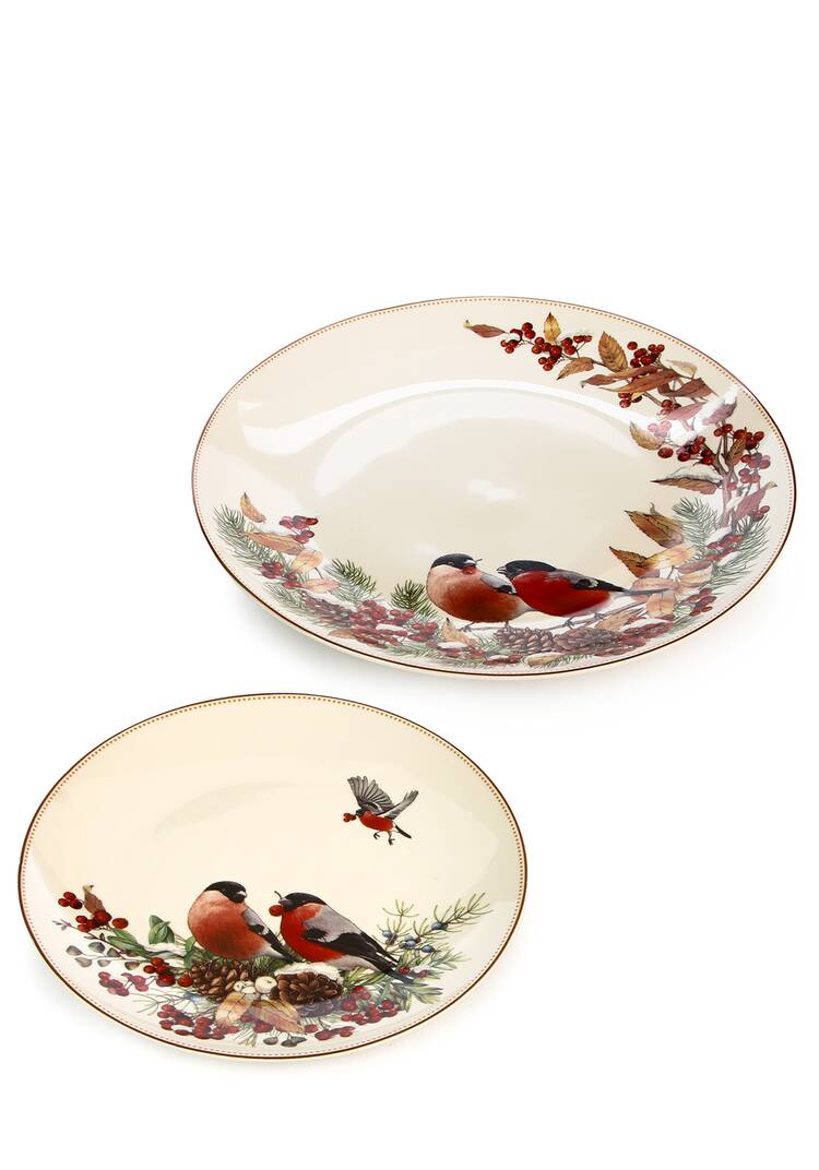 Набор фарфоровых тарелок Снегири, 2 шт. шир.  750, рис. 2